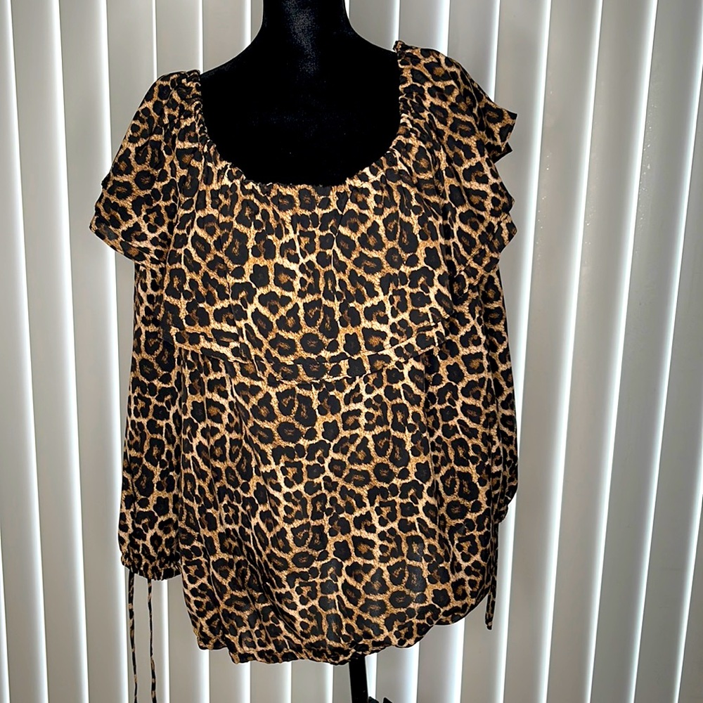 MICHAEL Kors Leopard Print Layered Ruffle Top